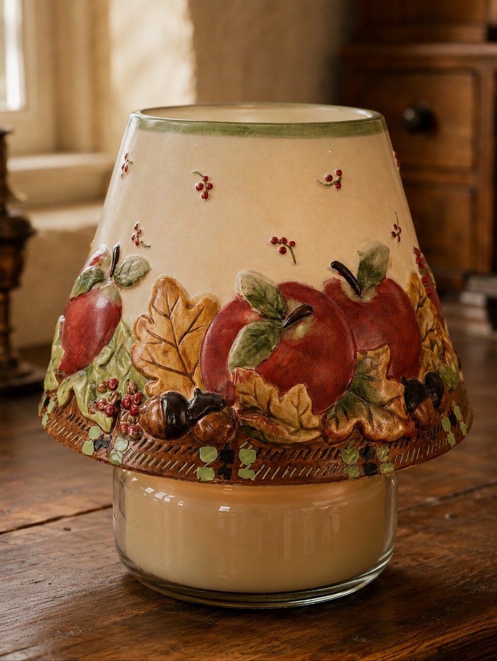 Yankee Candle Apple Harvest Ceramic Jar Shade Fall Autumn Acorn Decor